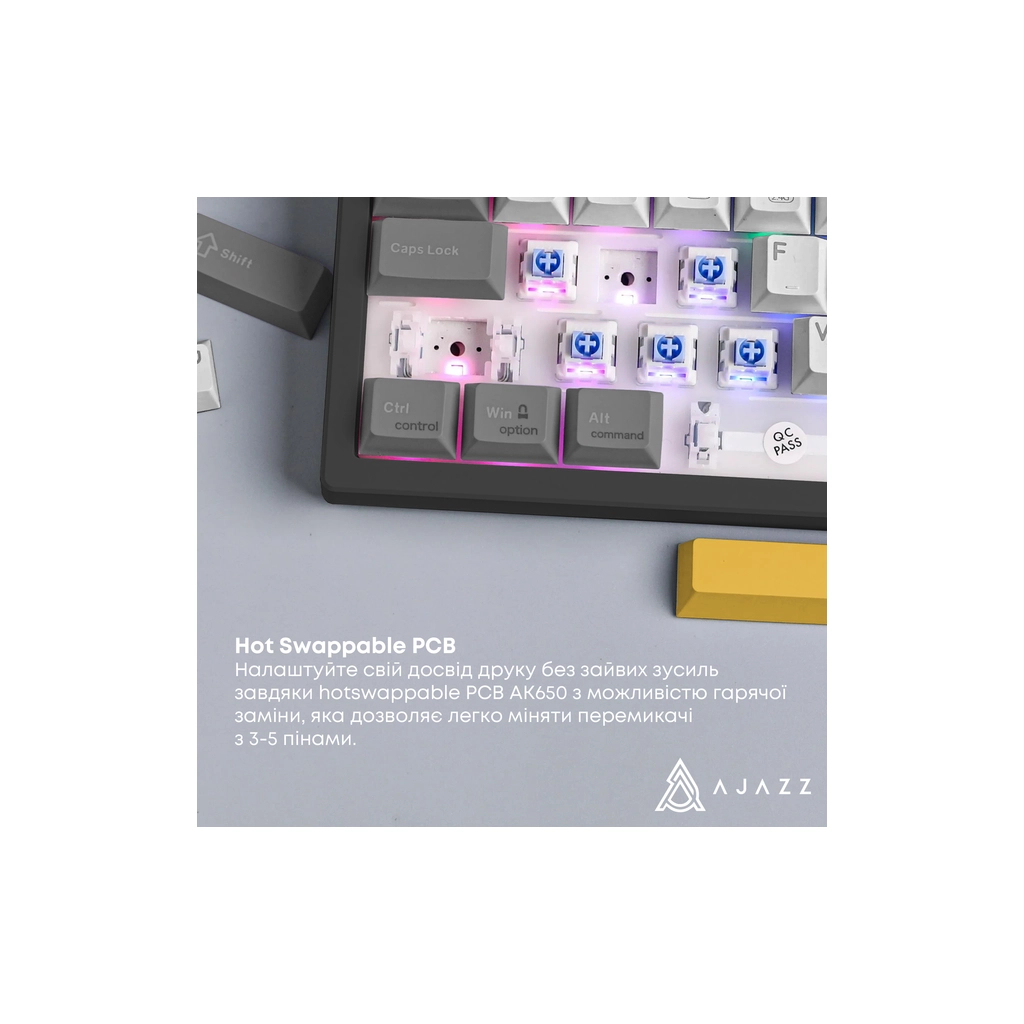 Клавіатура Ajazz AK650 Flying Fish Switch Black RGB USB/Wireless/Bluetooth UA Black (AK650-FF-BGY) - зображення 10