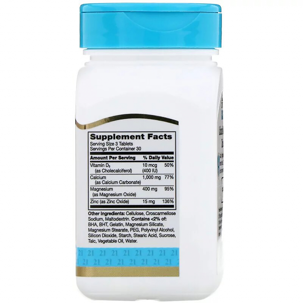 Вітамін 21st Century Кальцій, магній, цинк + D3, 90 таблеток (CEN22263) - зображення 2