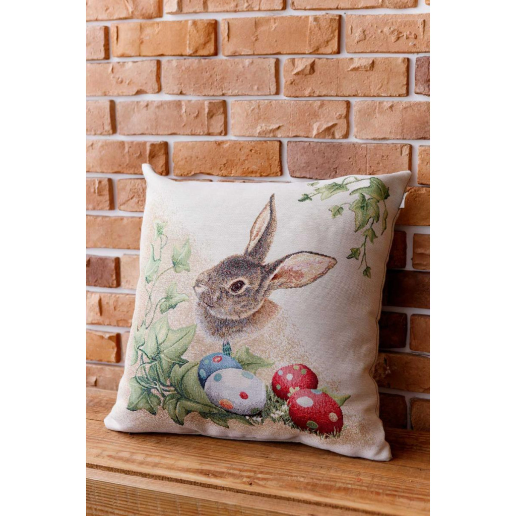 Наволочка Прованс гобеленова декоративна Заєць з писанками Веснянка 45х45 см (034262) - зображення 2