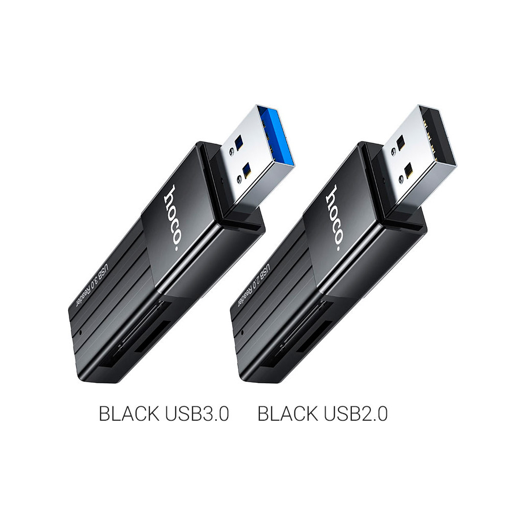 Зчитувач флеш-карт HOCO USB3.0 to microSD, microSDHC, microSDXC, SD, SDHC, SDXC, HB20 Black (6931474735218) - изображение 9