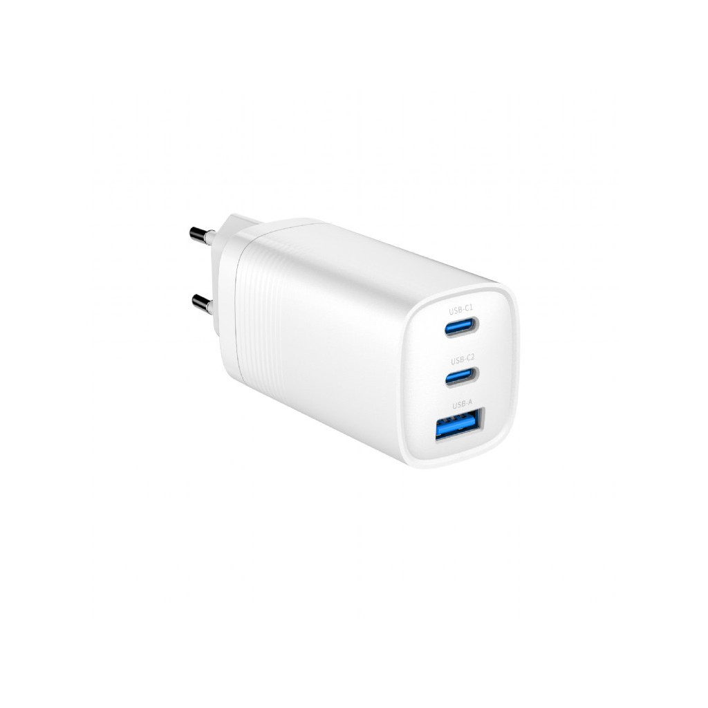 Зарядний пристрій Gembird USB-A + 2xType-C (PD18W + QC3.0 27W) white (TA-UC-PDQC65-01-W) - зображення 4
