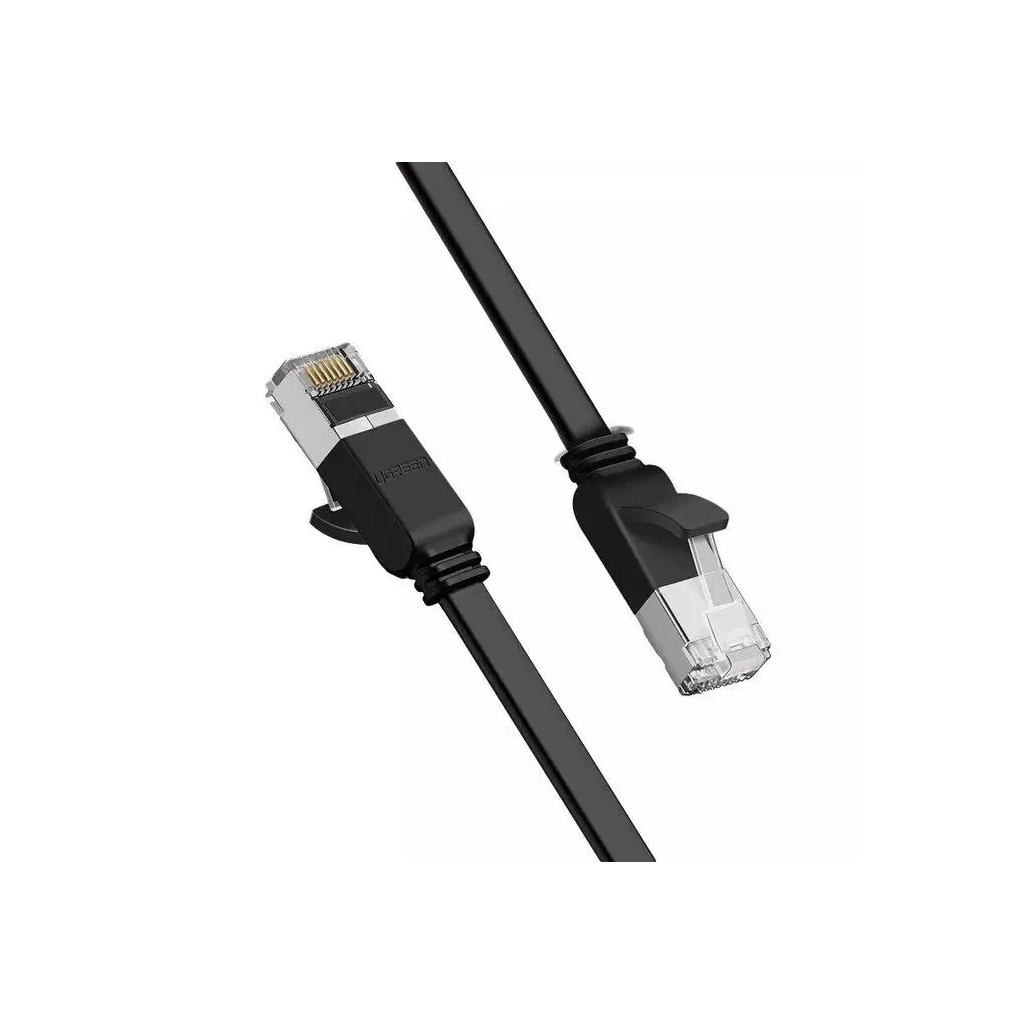 Патч-корд 2м, U/UTP Cat 6 Copper Ethernet Flat Cable NW101 Black Ugreen (50185) - зображення 1