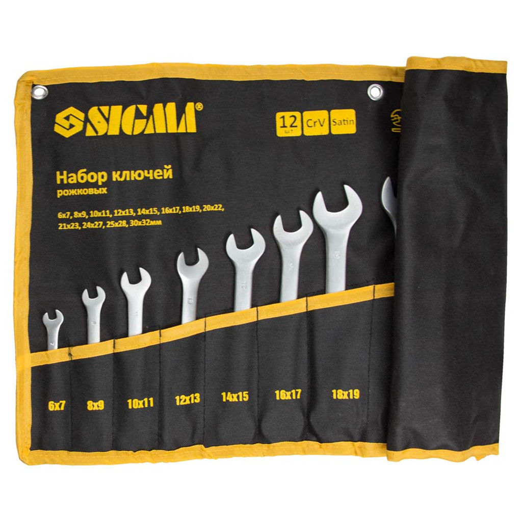 Ключ Sigma набір ріжкових 12шт 6-32мм CrV satine, тк чохол (6010341) - изображение 3