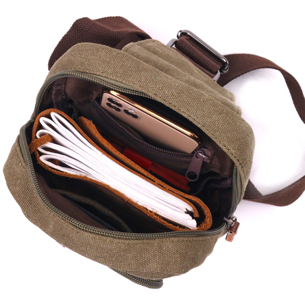 Сумка Vintage Чоловіча через плече з текстилю Оливкова (21231) - зображення 5