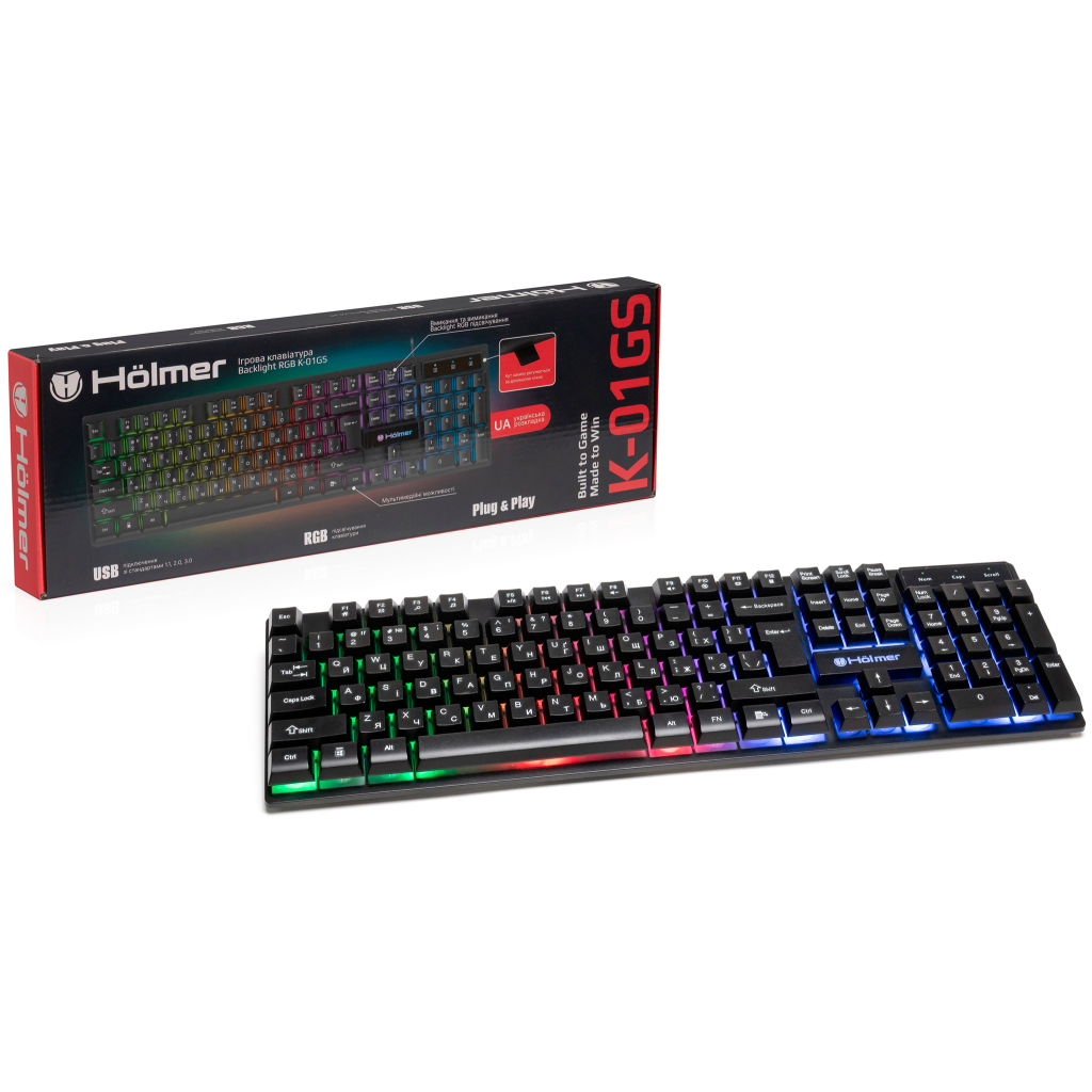 Клавіатура Hölmer K-01GS RGB Backlight USB UA Black (K-01GS) - зображення 6