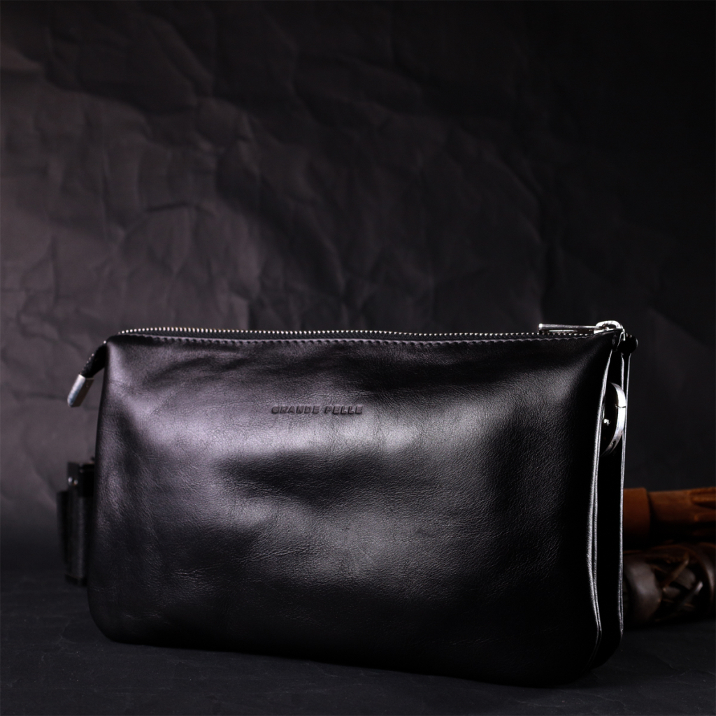 Сумка Grande Pelle З натуральної шкіри Чорна (11657) - зображення 10