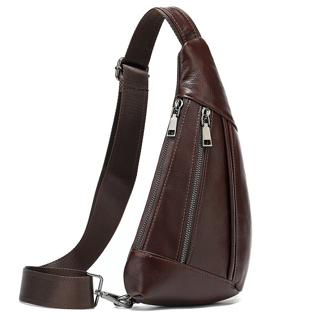 Сумка Vintage Чоловіча слінг шкіряна Коричнева (14737) - зображення 2