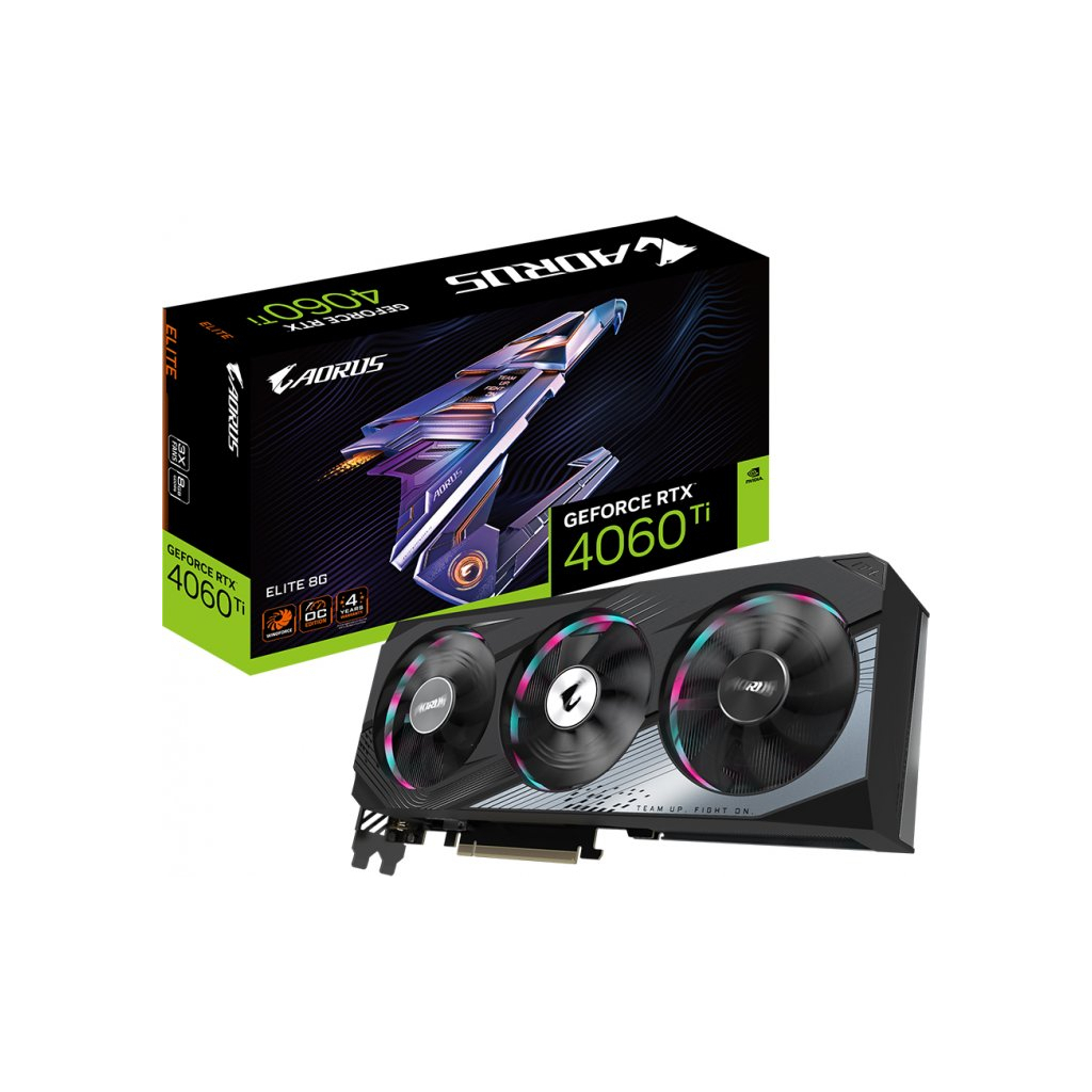 Відеокарта GIGABYTE GeForce RTX4060Ti 8Gb AORUS ELITE (GV-N406TAORUS E-8GD) - зображення 4