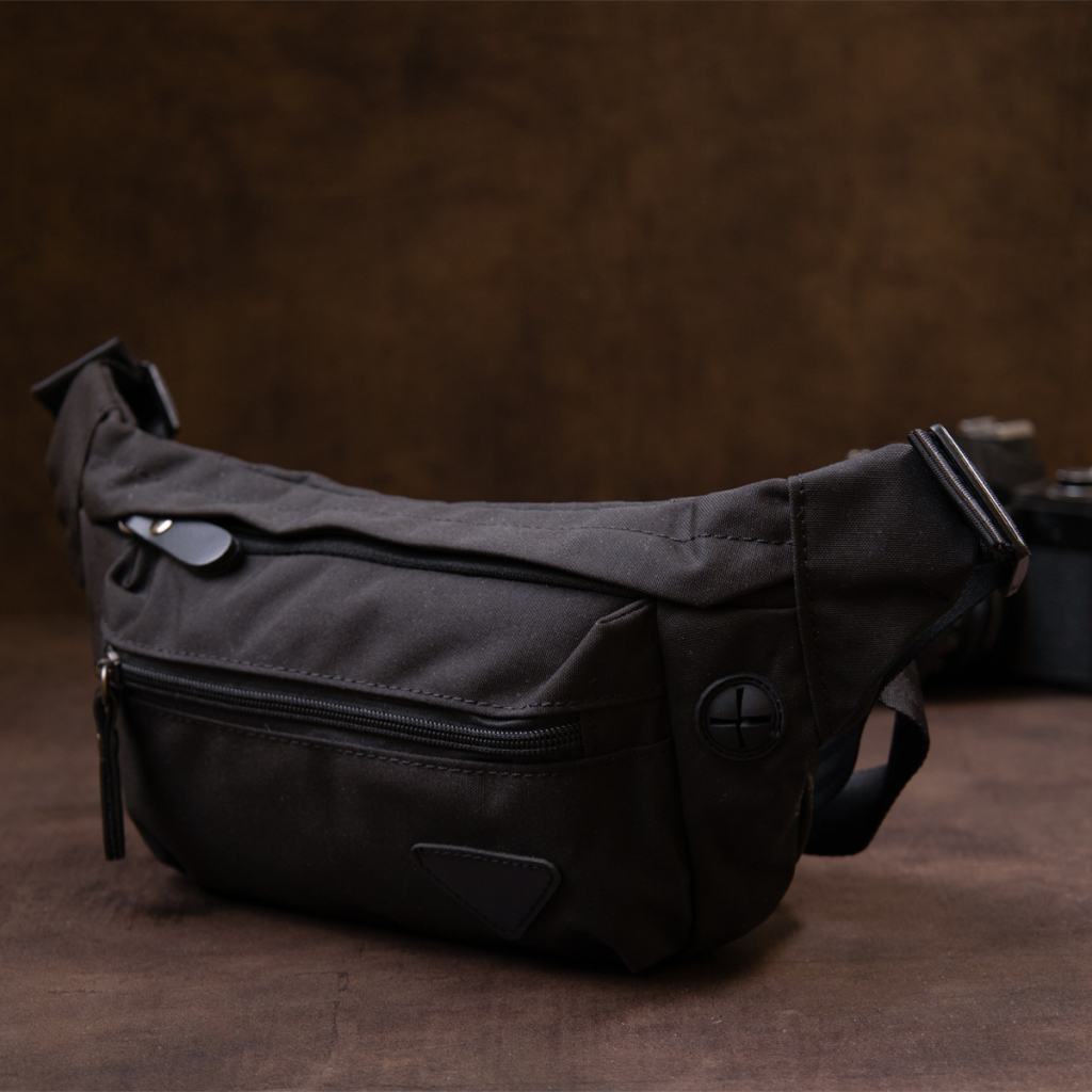 Сумка Vintage Бананка нейлон Чорна (20635) - зображення 8