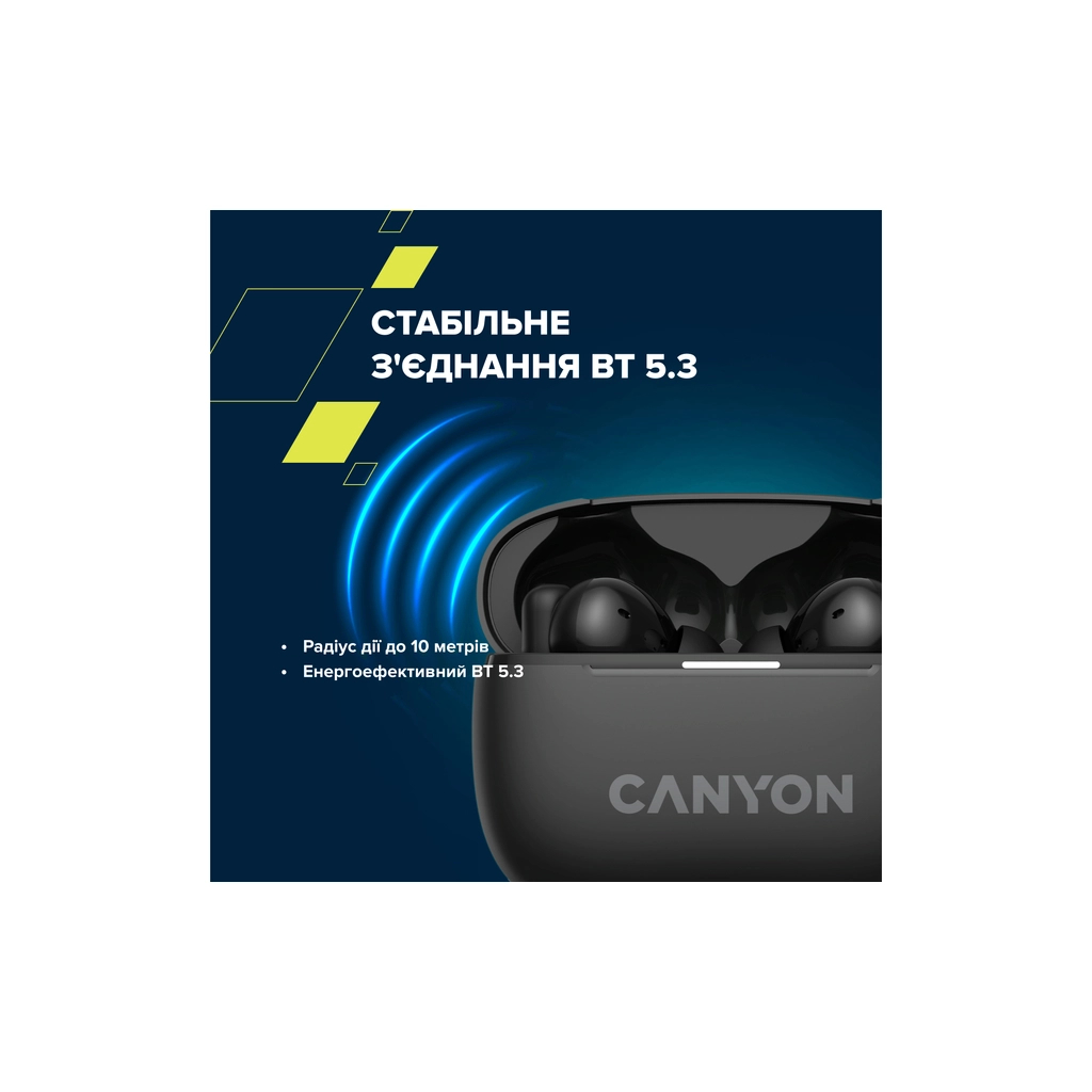 Навушники Canyon TWS-10 OnGo ANC ENC Graphite (CNS-TWS10B) - зображення 8