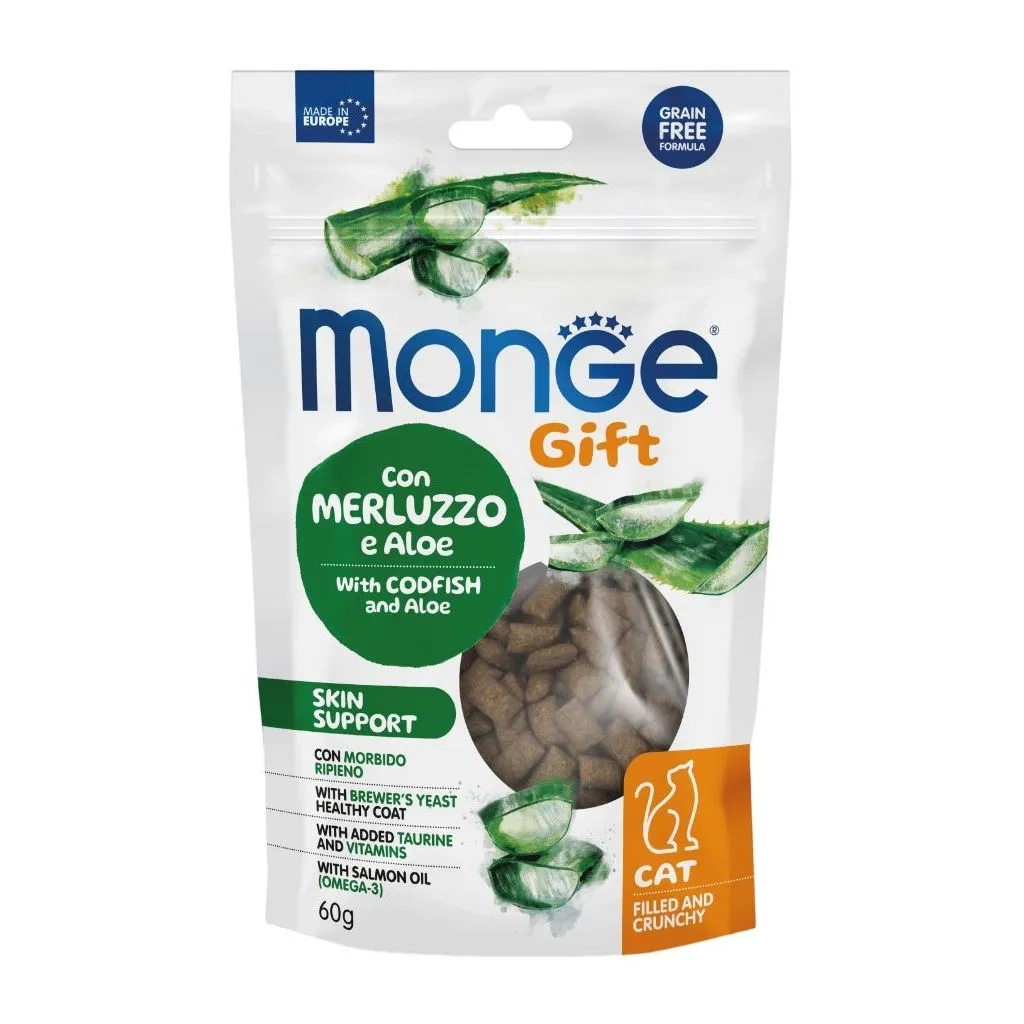Ласощі для котів Monge Gift Cat Skin support з тріскою і алое 60 г (8009470085045) - зображення 1