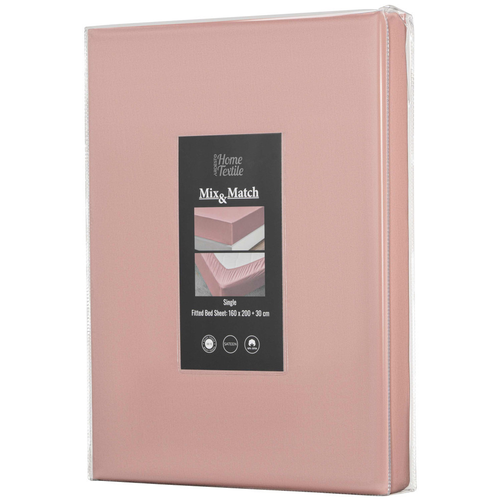 Простирадло Ardesto на резинці Mix&Match Premium, 100% бавовна, сатин рожевий світлий 160х200+30 см (ART1620FSU) - зображення 6