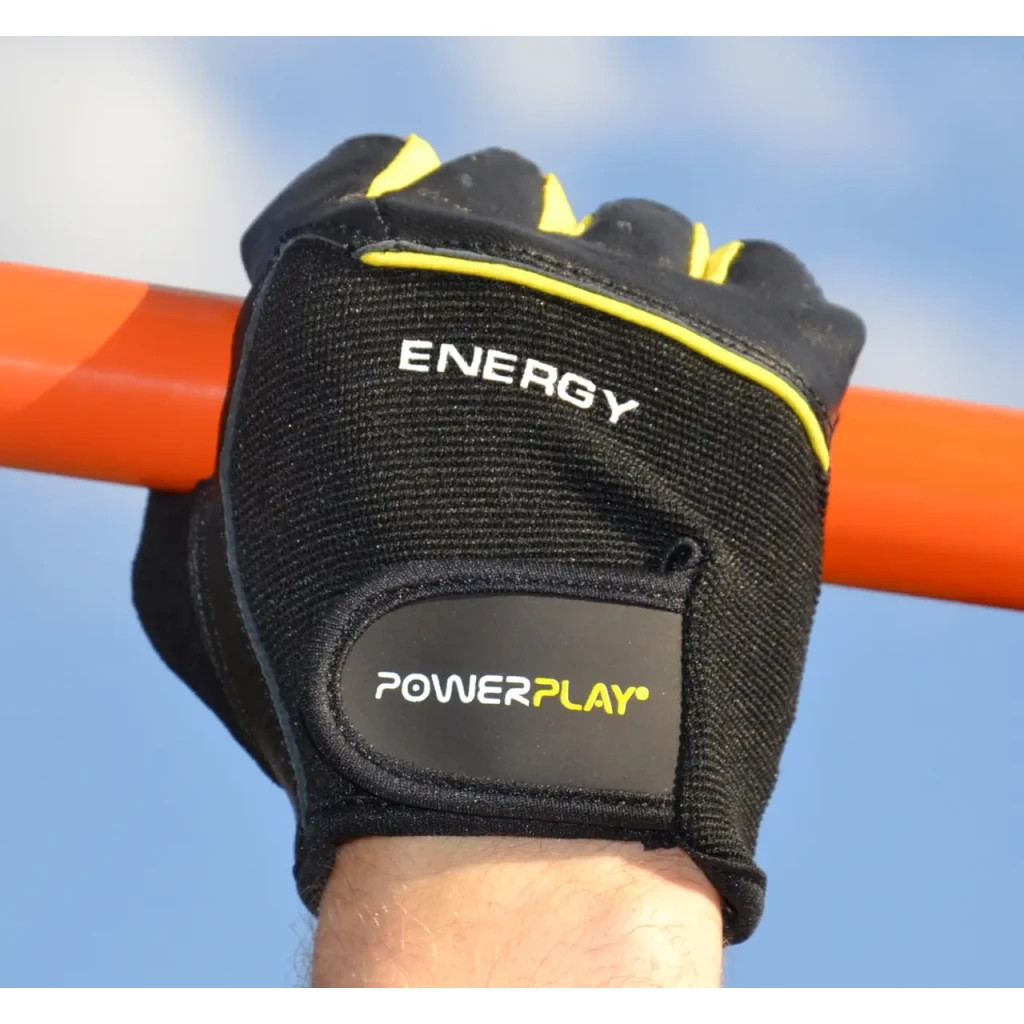 Рукавички для фітнесу PowerPlay 9058 Energy чорно-жовті M (PP_9058_M_Energy) - зображення 10