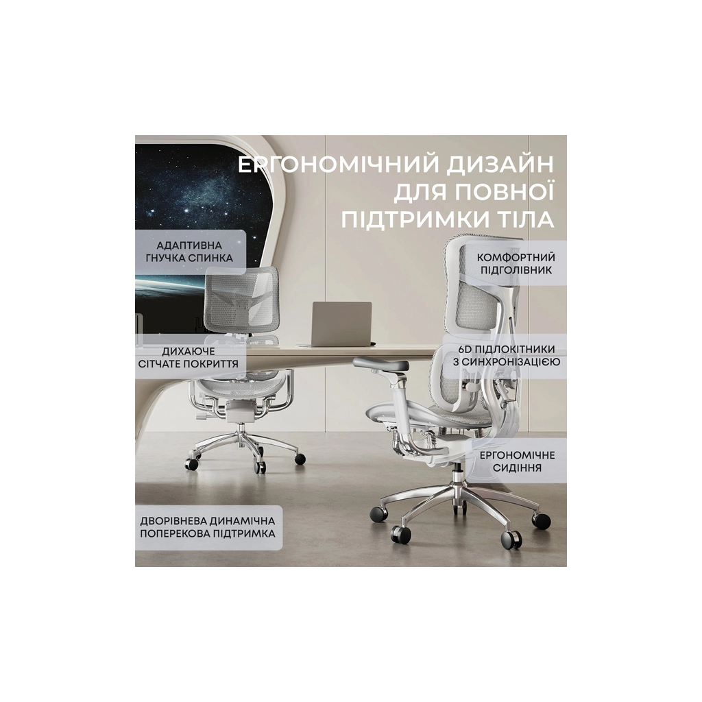 Офісне крісло Sihoo DORO S300 Mesh Light Grey (S300-M202) - зображення 12