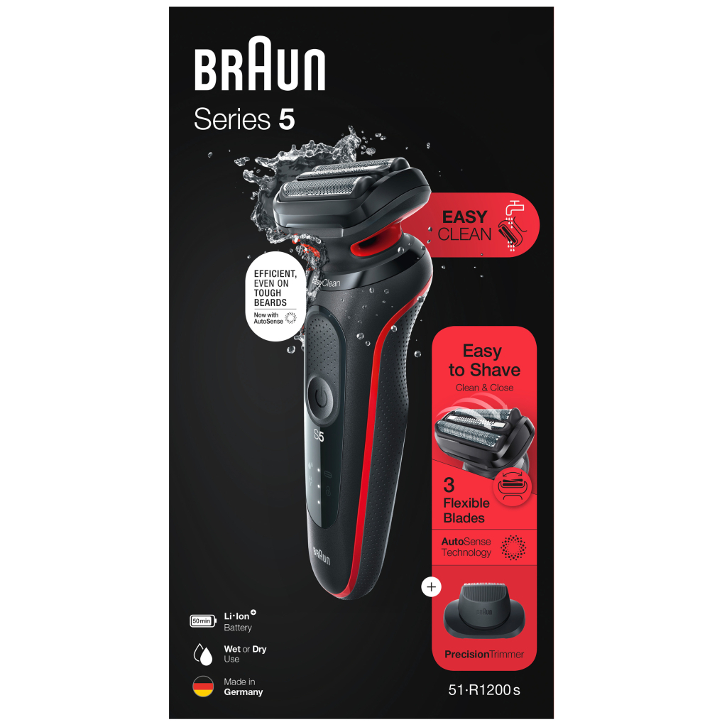 Електробритва Braun Series 5 51-R1200s BLACK / RED - зображення 6