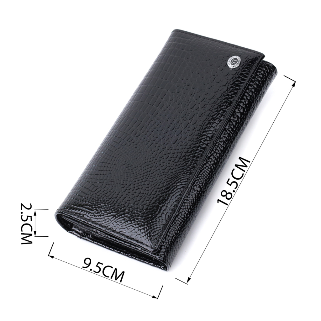 Гаманець ST Leather З натуральної лакованої шкіри Чорний (22679) - изображение 3