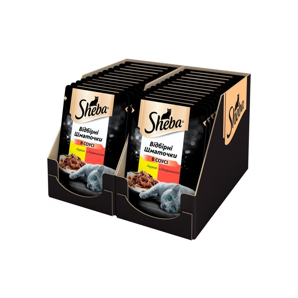 Вологий корм для кішок Sheba cig POU з куркою і яловичиною в соусі 85 г (4770608257088) - зображення 3