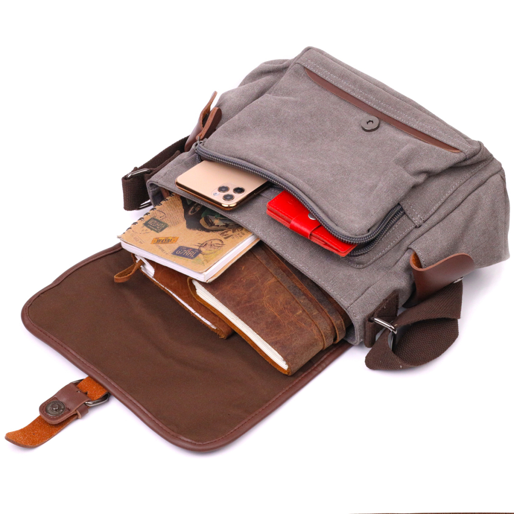 Сумка Vintage Чоловіча з текстилю Сіра (21248) - зображення 9