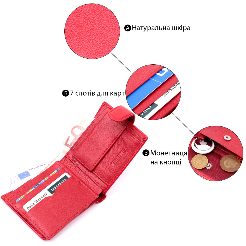 Гаманець ST Leather З натуральної шкіри Червоний (19471) - зображення 4