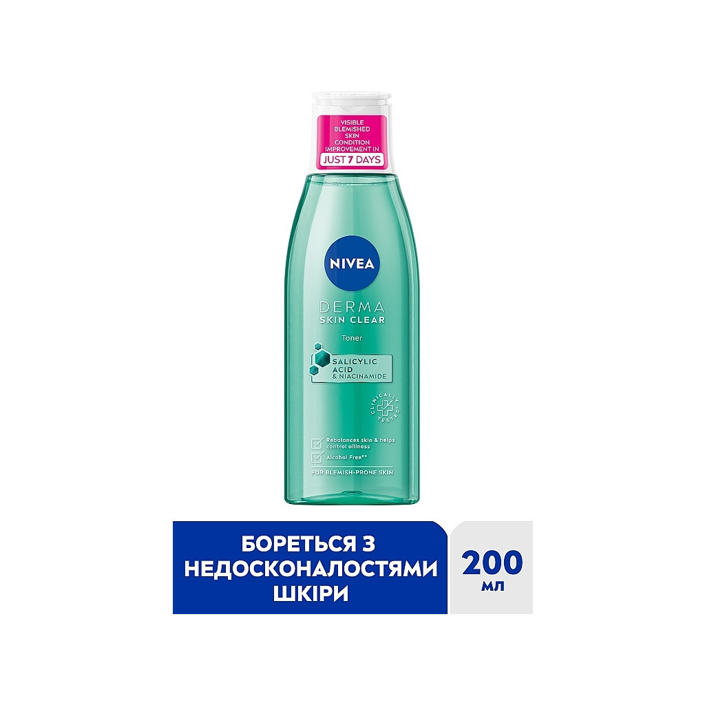 Тонік для обличчя Nivea Derma Skin Clear Toner Нормалізуючий 200 мл (9005800361536) - изображение 2