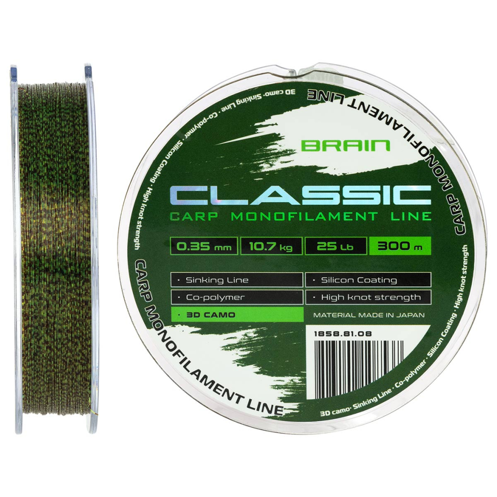 Волосінь Brain Classic Carp Line 3D (camo) 300m 0.35mm 25lb 10.7kg (1858.81.08) - зображення 1