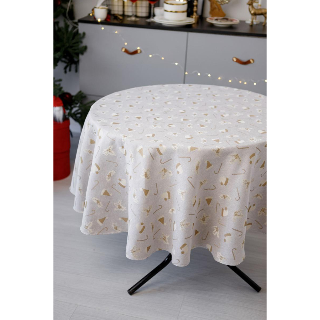 Скатертина Прованс Шапочки на бежевому Dх180 см (036816) - зображення 1