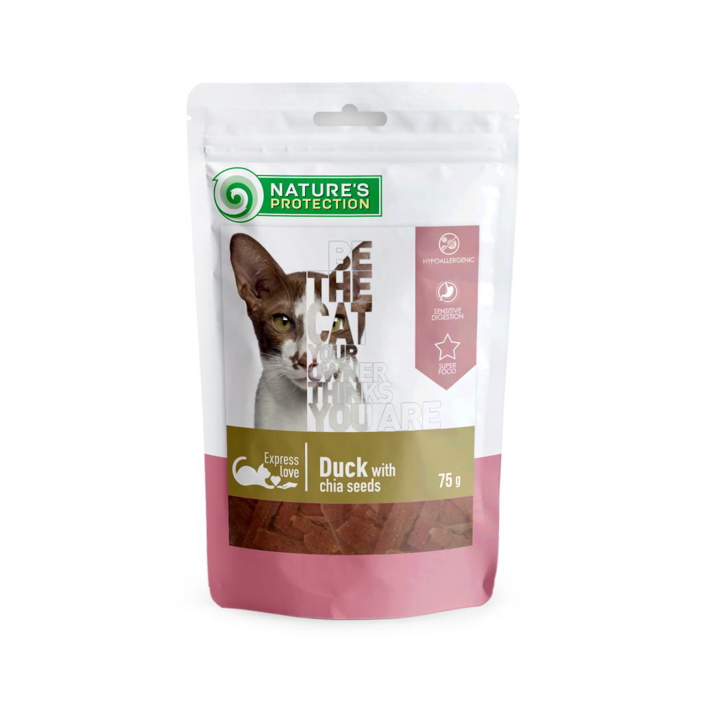 Ласощі для котів Nature's Protection with duck with chia seeds 75 г (SNK46113) - зображення 1