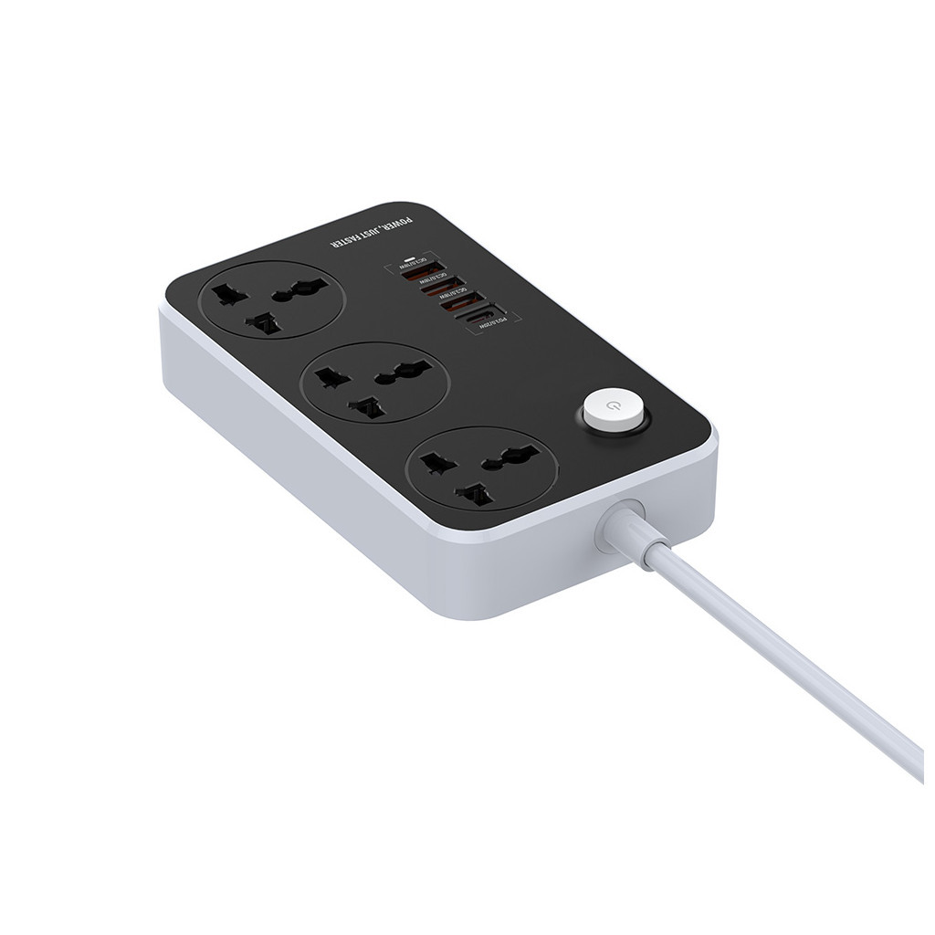 Мережевий фільтр живлення ColorWay CW-CHU34PDB, 3 розетки / 4USB Black 2M - зображення 4