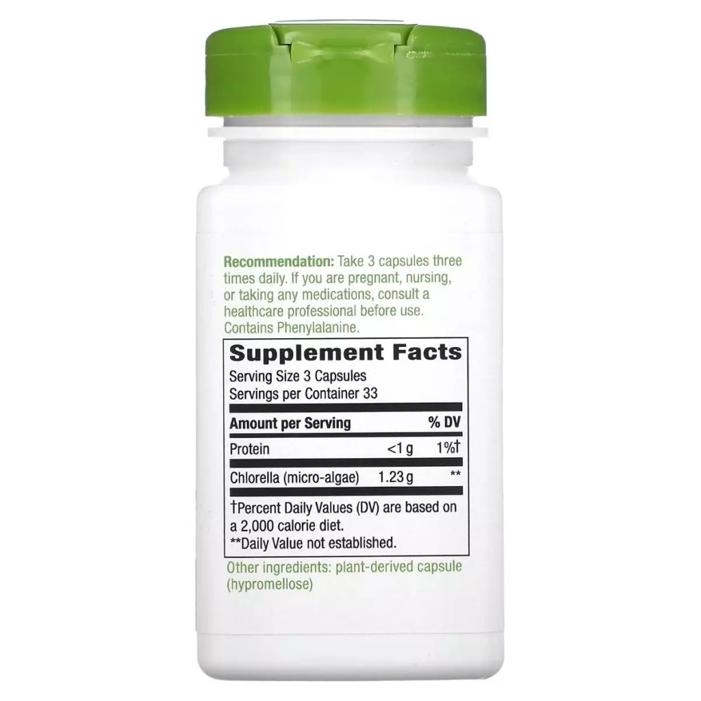 Вітамінно-мінеральний комплекс Nature's Way Хлорелла, 1230 мг, Chlorella, Micro-Algae, 100 вегетаріанських капсул (NWY-11850) - зображення 2