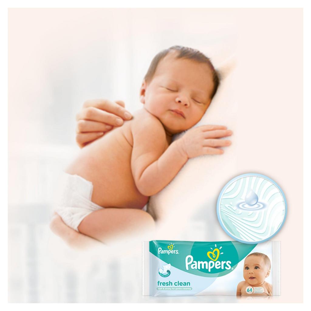 Дитячі вологі серветки Pampers Baby Fresh Clean 64шт (4015400439110) - зображення 8