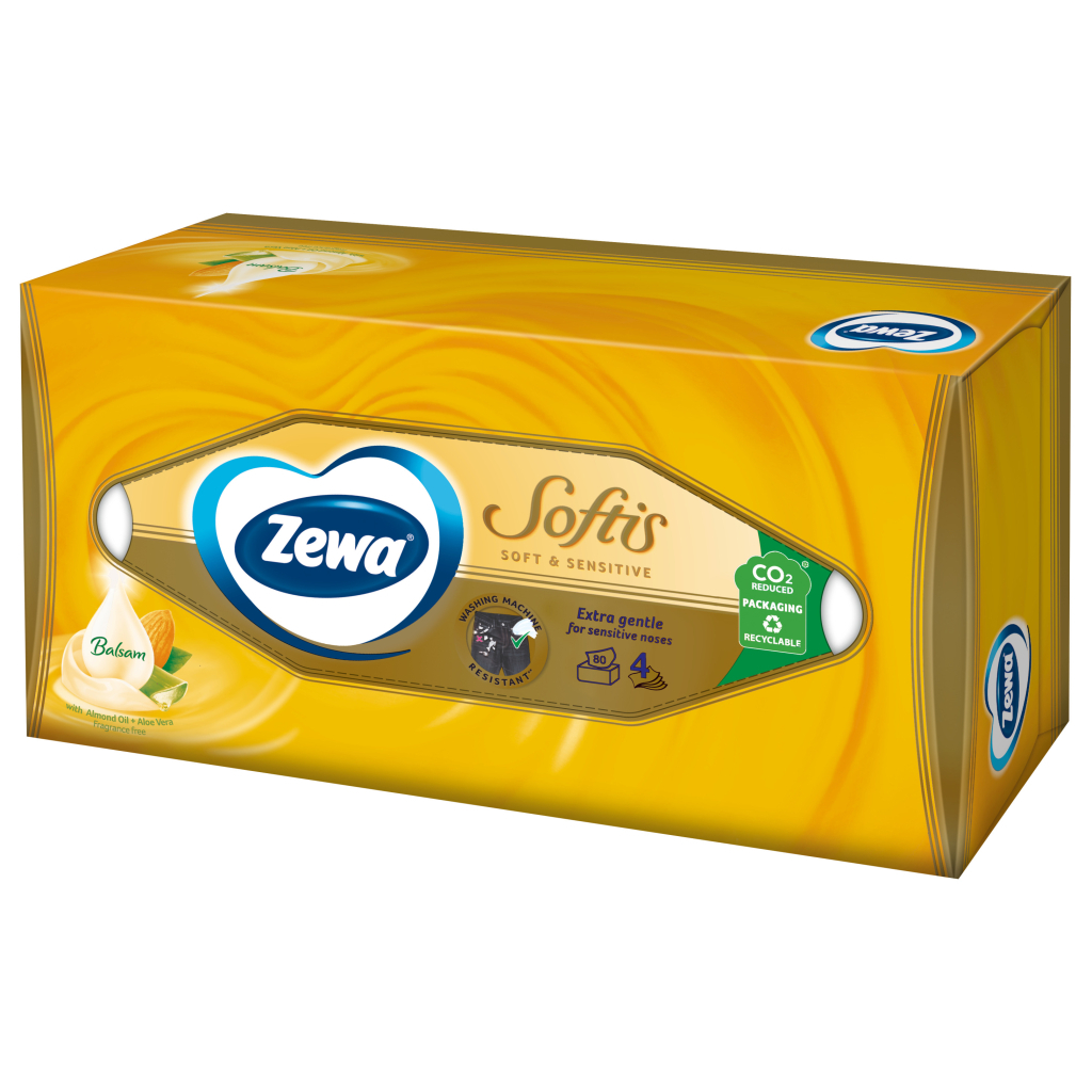 Серветки косметичні Zewa Softis Soft & Sensitive 80 шт. (7322540926279) - зображення 2