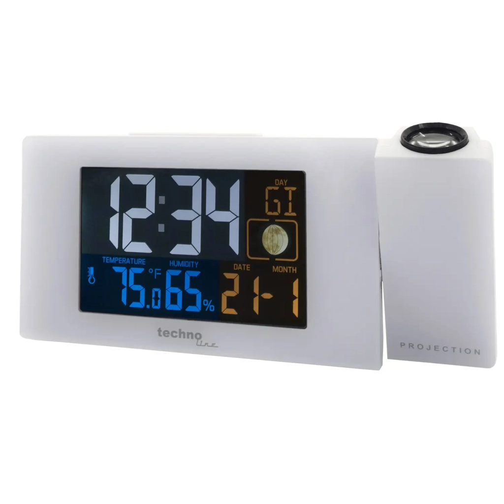 Настільний годинник Technoline WT537 проекційний White (DAS301197) - зображення 1
