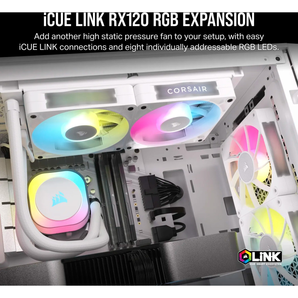 Кулер до корпусу Corsair iCUE Link RX120 RGB PWM White Triple Pack (CO-9051022-WW) - зображення 5