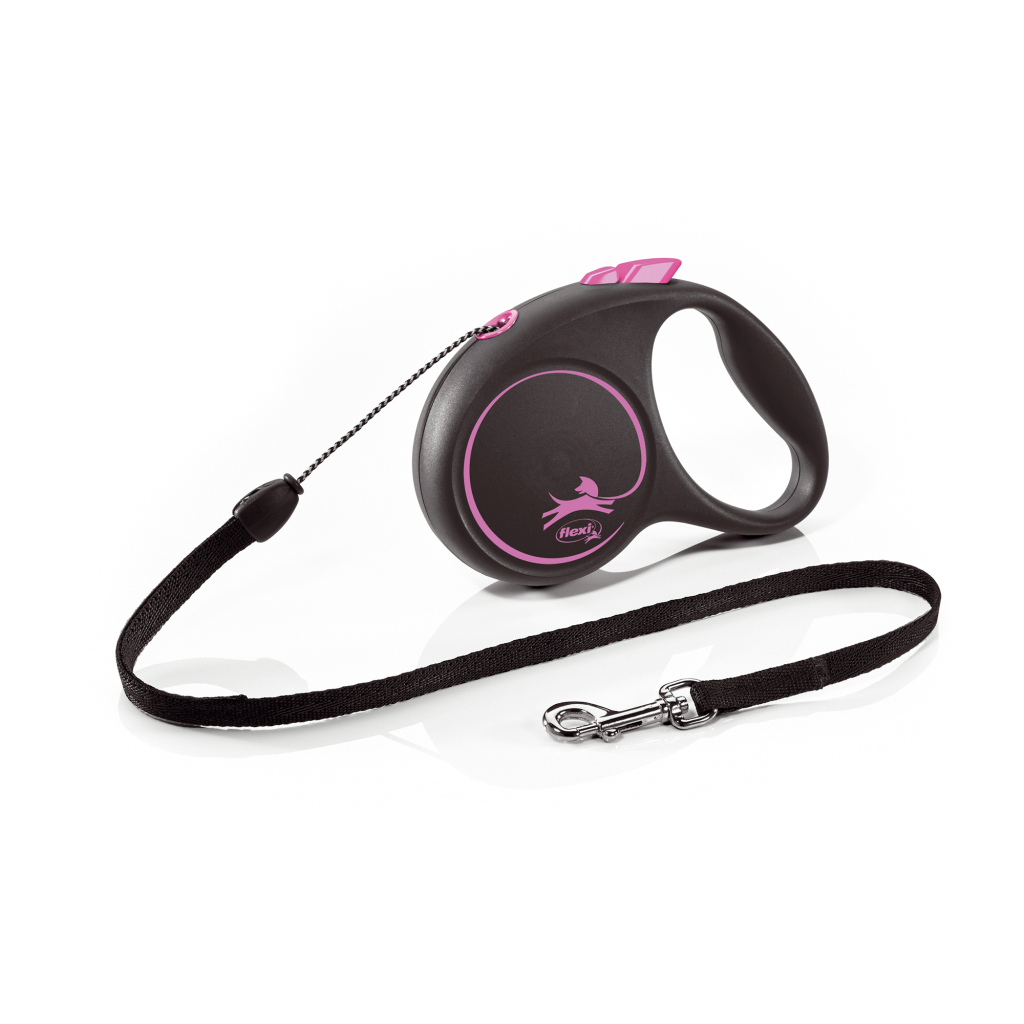 Повідець для собак Flexi Black Design S трос 5 м (рожевий) (4000498033319) - зображення 1