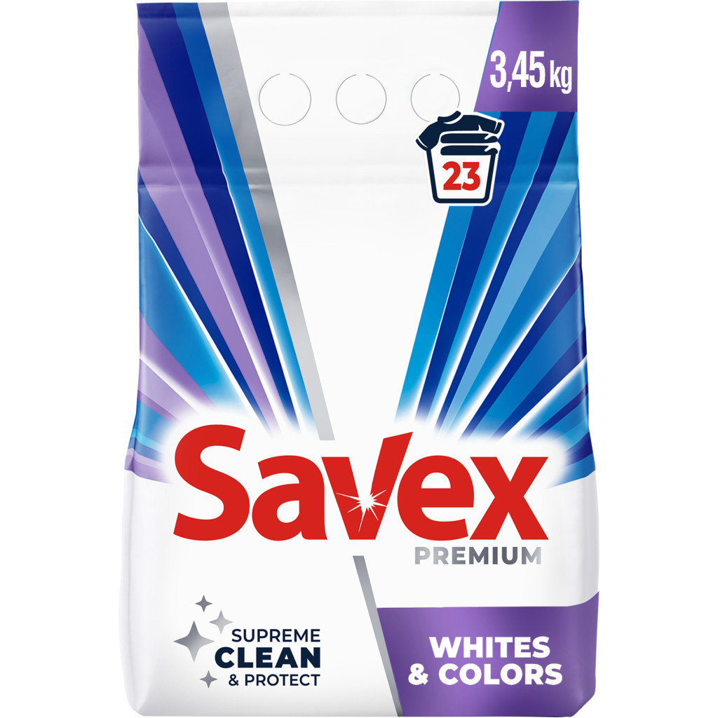 Пральний порошок Savex Premium Whites & Colors 3.45 кг (3800024047916) - зображення 1