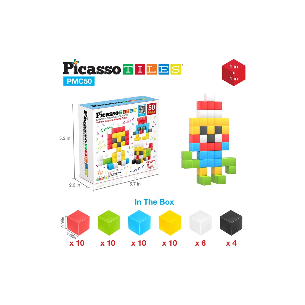 Конструктор Picasso магнітний Tiles Building Cubes 50 деталей (817338023645) - зображення 2