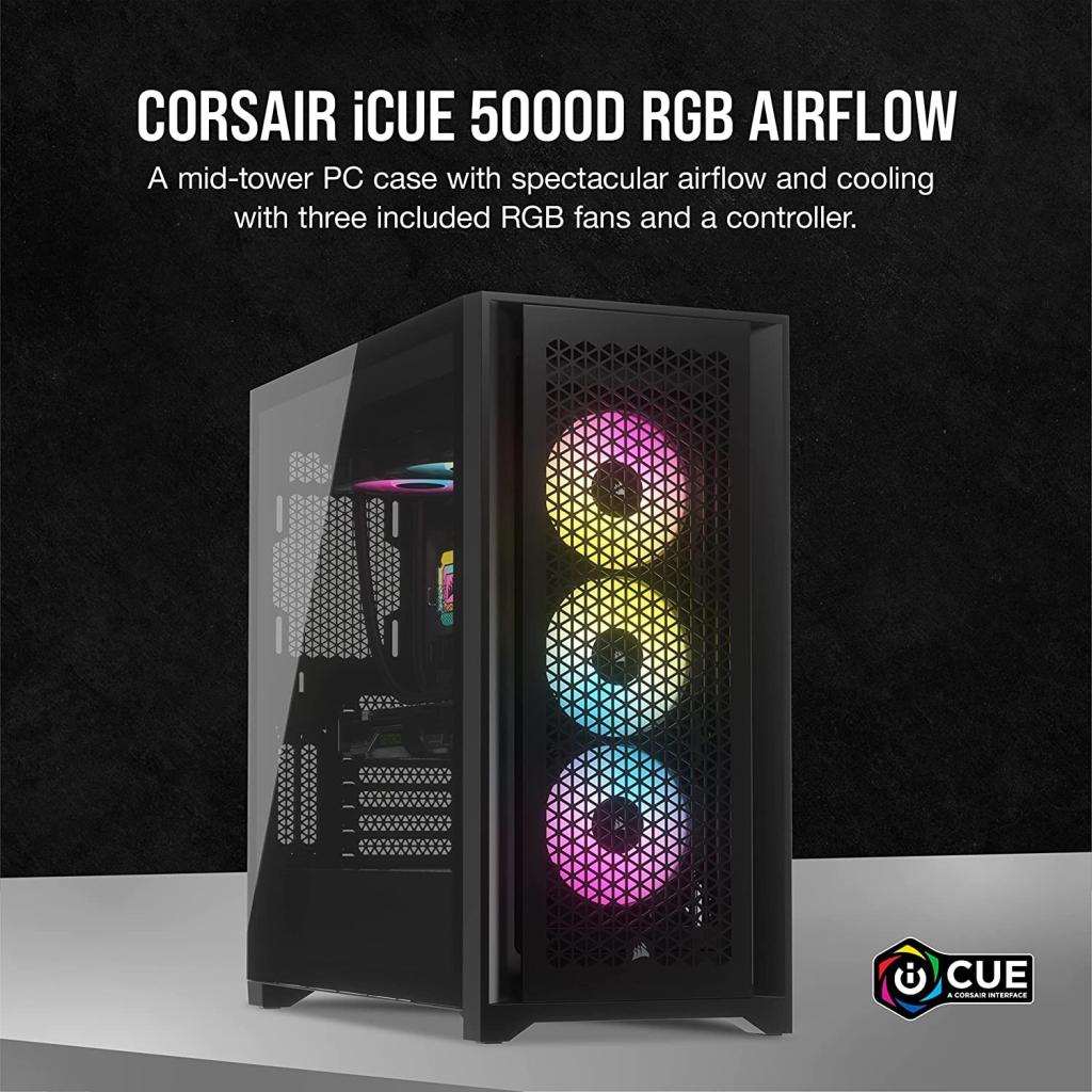Корпус Corsair iCUE 5000D RGB AirFlow Tempered Glass Black (CC-9011242-WW) - зображення 5