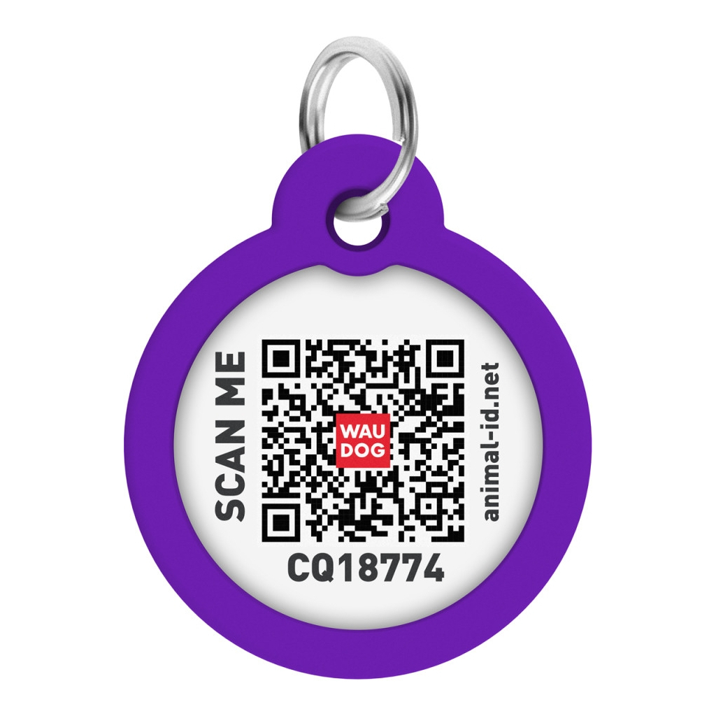 Адресник для тварин WAUDOG Smart ID з QR паспортом "Градієнт фіолетовий", коло 30 мм (230-4034) - зображення 3
