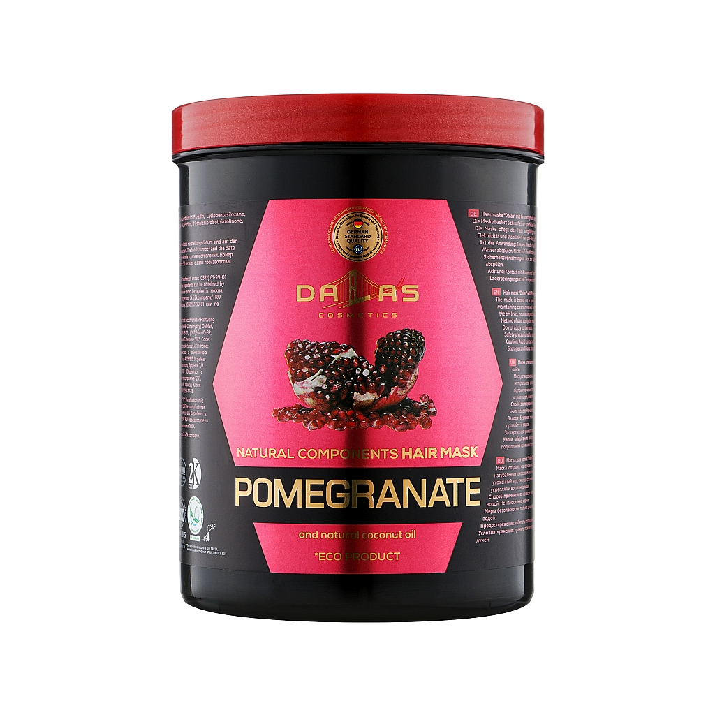 Маска для волосся Dalas Pomegranate з олією гранатових кісточок і натуральною кокосовою олією 1000 мл (4260637729132) - зображення 1