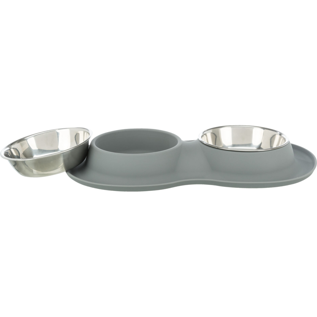 Посуд для собак Trixie Миска металева подвійна 2х400 мл/16 см (сіра) (4011905249834) - зображення 4