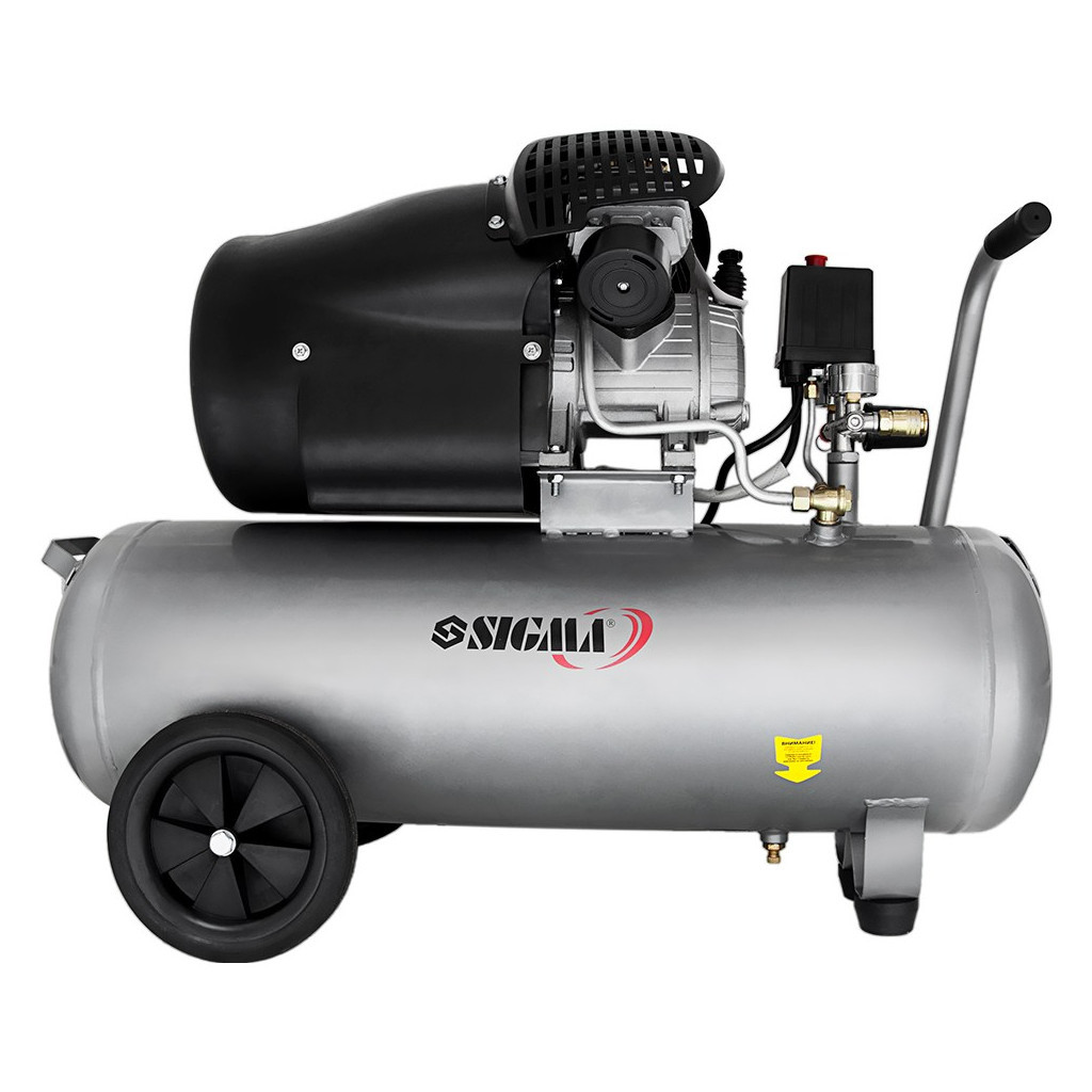 Компресор Sigma двоциліндровий 2.5кВт 455л/хв 10бар 50л (2 крана) (7043721) - зображення 2