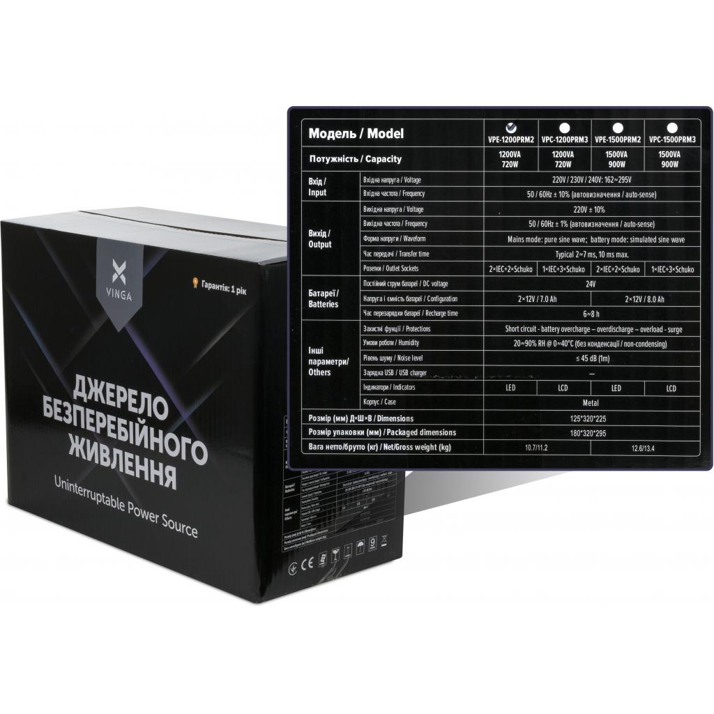 Пристрій безперебійного живлення Vinga LED 1200VA ( VPE-1200PRM2 ) (VPE-1200PRM2) - зображення 6