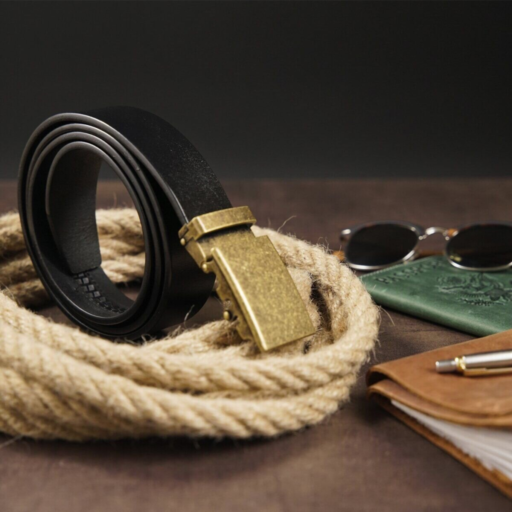 Ремінь Vintage Чоловічий з пряжкою латунь Чорний (20263) - зображення 8