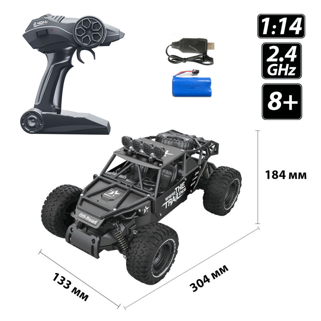 Радіокерована іграшка Sulong Toys OFF-ROAD CRAWLER – RACE (матовий чорний, метал. корпус, аккум.6V, 1:14) (SL-309RHMBl) - зображення 4