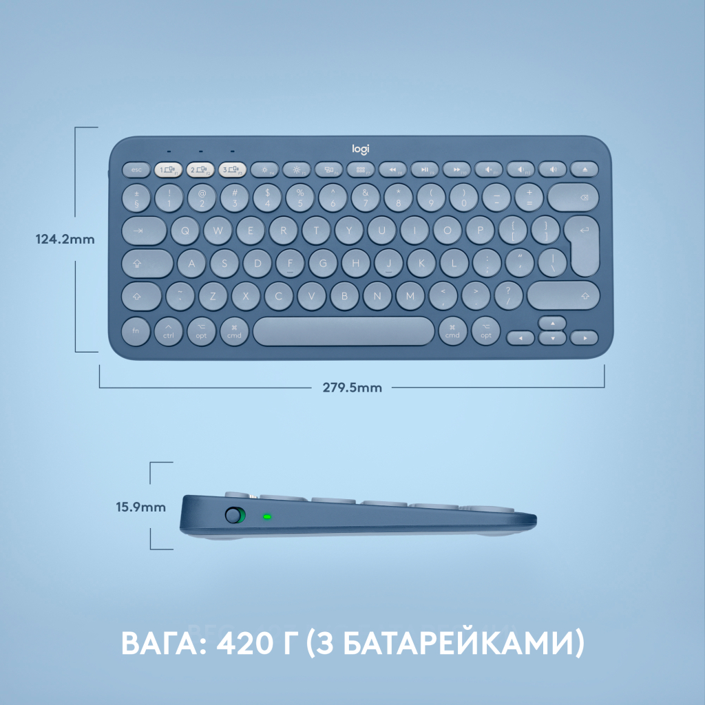 Клавіатура Logitech K380 for MAC Multi-Device Bluetooth UA Blueberry (920-011180) - зображення 8