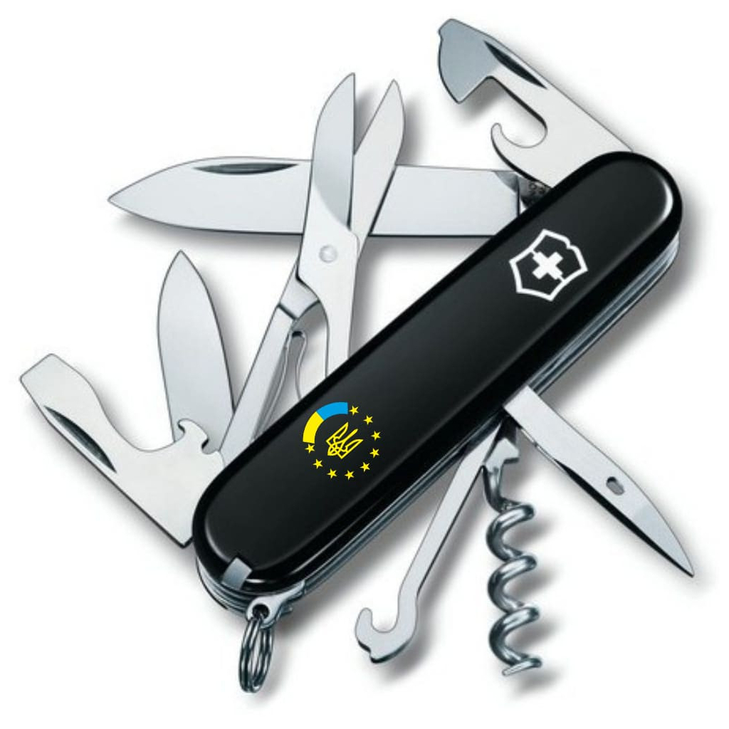 Ніж Victorinox Climber Ukraine Black "Україна ЄС" (1.3703.3_T1130u) - зображення 1
