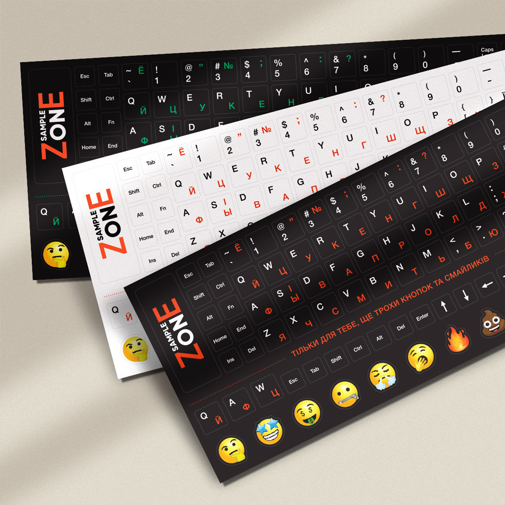 Наклейка на клавіатуру SampleZone прозора, білий (SZ-N-W) - зображення 7