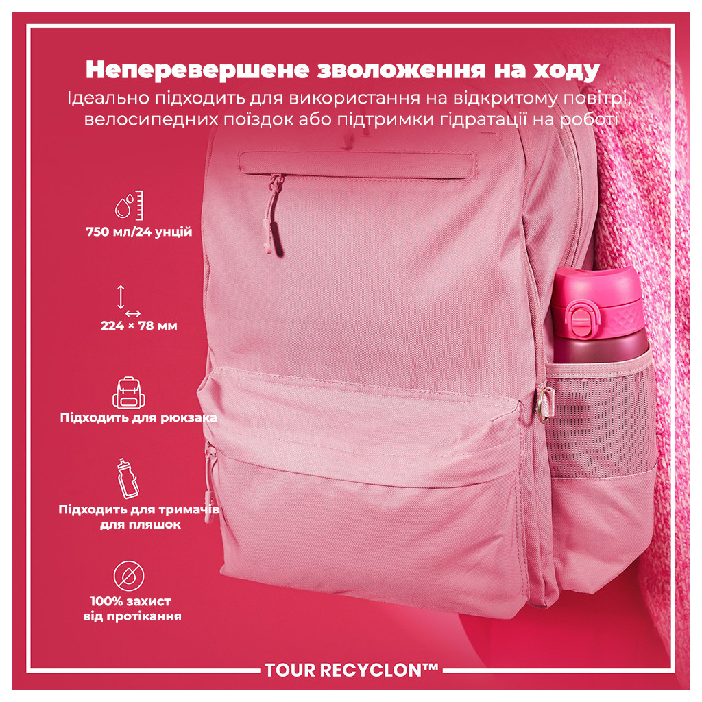 Пляшка для води ION8 OneTouch 750 мл BPA Free, Pink (I8RF750PIN) - зображення 5
