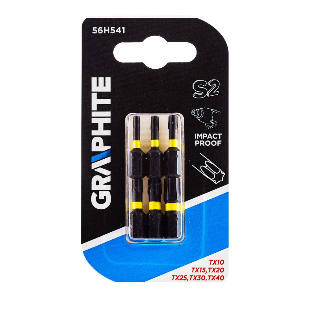 Набір біт Graphite ударних TX10/15/20/25/30/40 x 25 мм, 6 шт. (56H541) - зображення 2