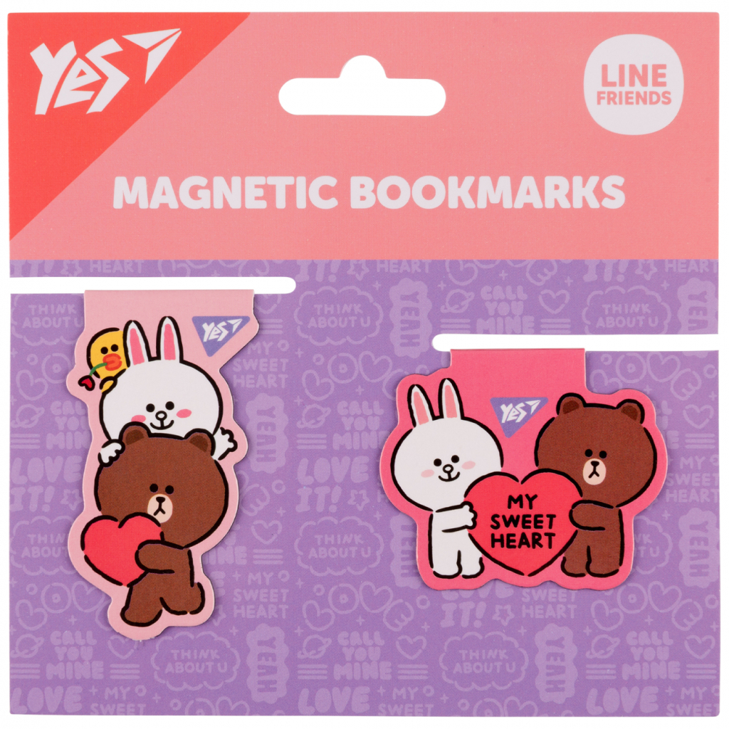 Закладки для книг Yes магнітні Line Friends Sweet heart, 2шт (708107) - зображення 1